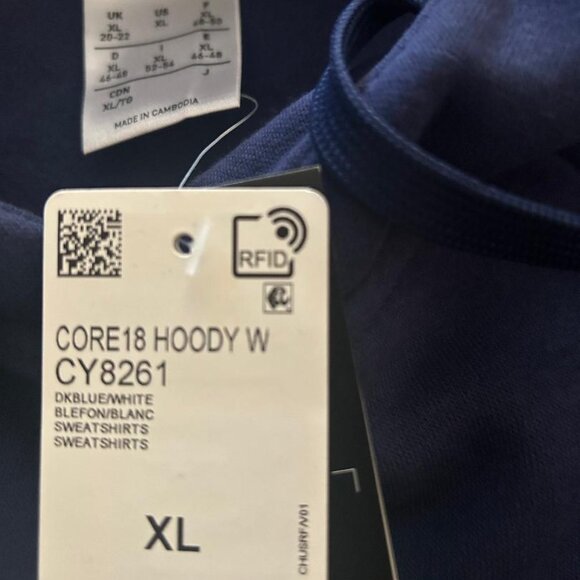 ADIDAS CORE 18 HOODY SWEATSHIRT W CY8261 Size XL NWT - Picture 7 of 9